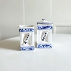 Vintage Blue Porcelain Cream and Sugar Set 💙